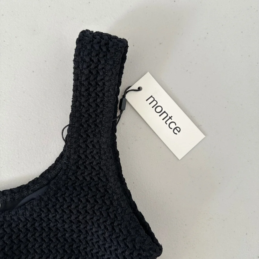 Montce Crochet Ky One Piece‎ Swimsuit Women XS Black Resort Beach Vacation